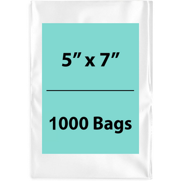5X7 inches Clear Flat Poly Bags 1.25Mil Open Top (LDPE)